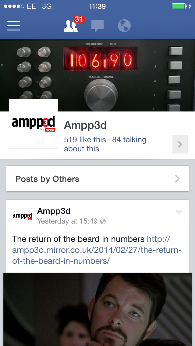Ampp3d Facebook page