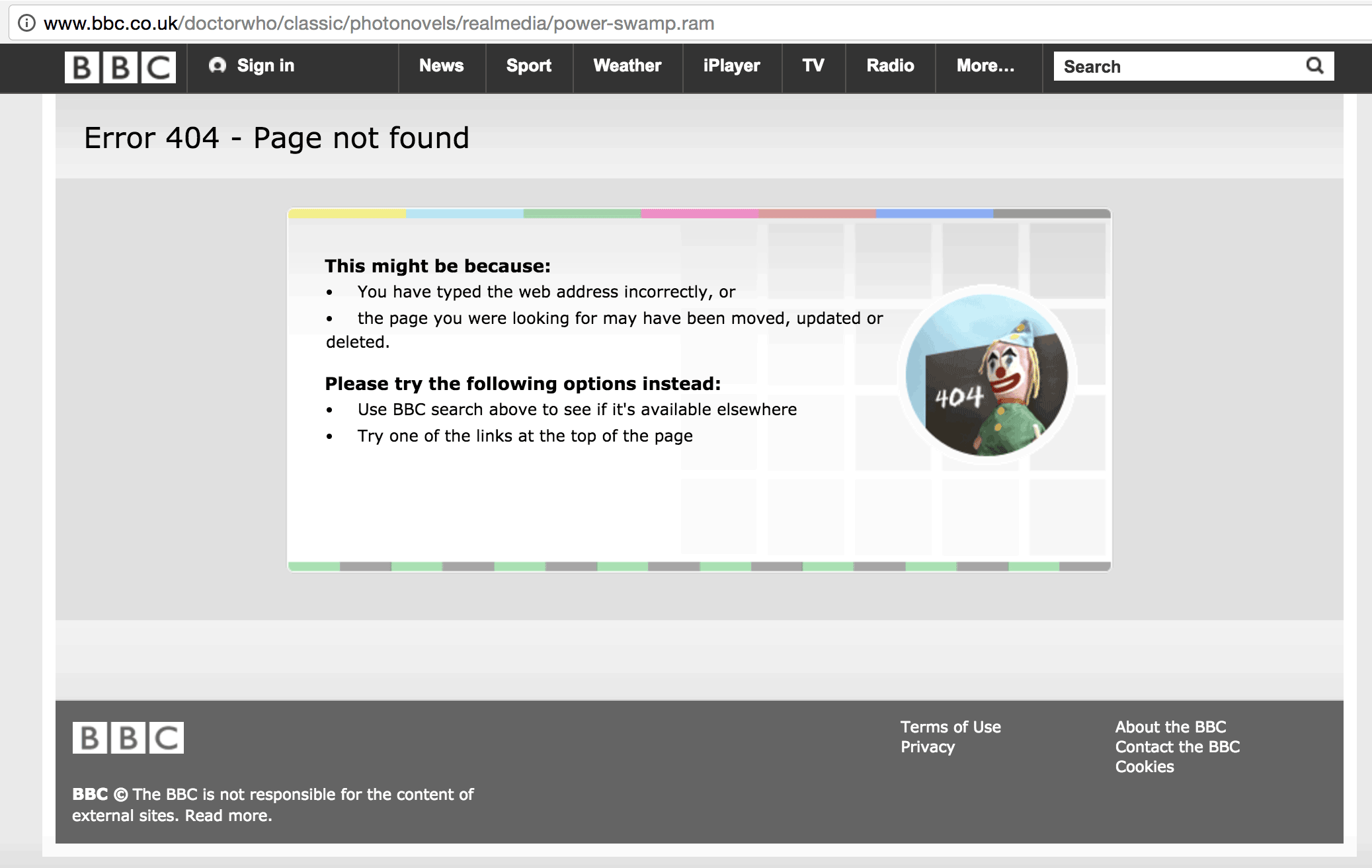 The BBC 404 page
