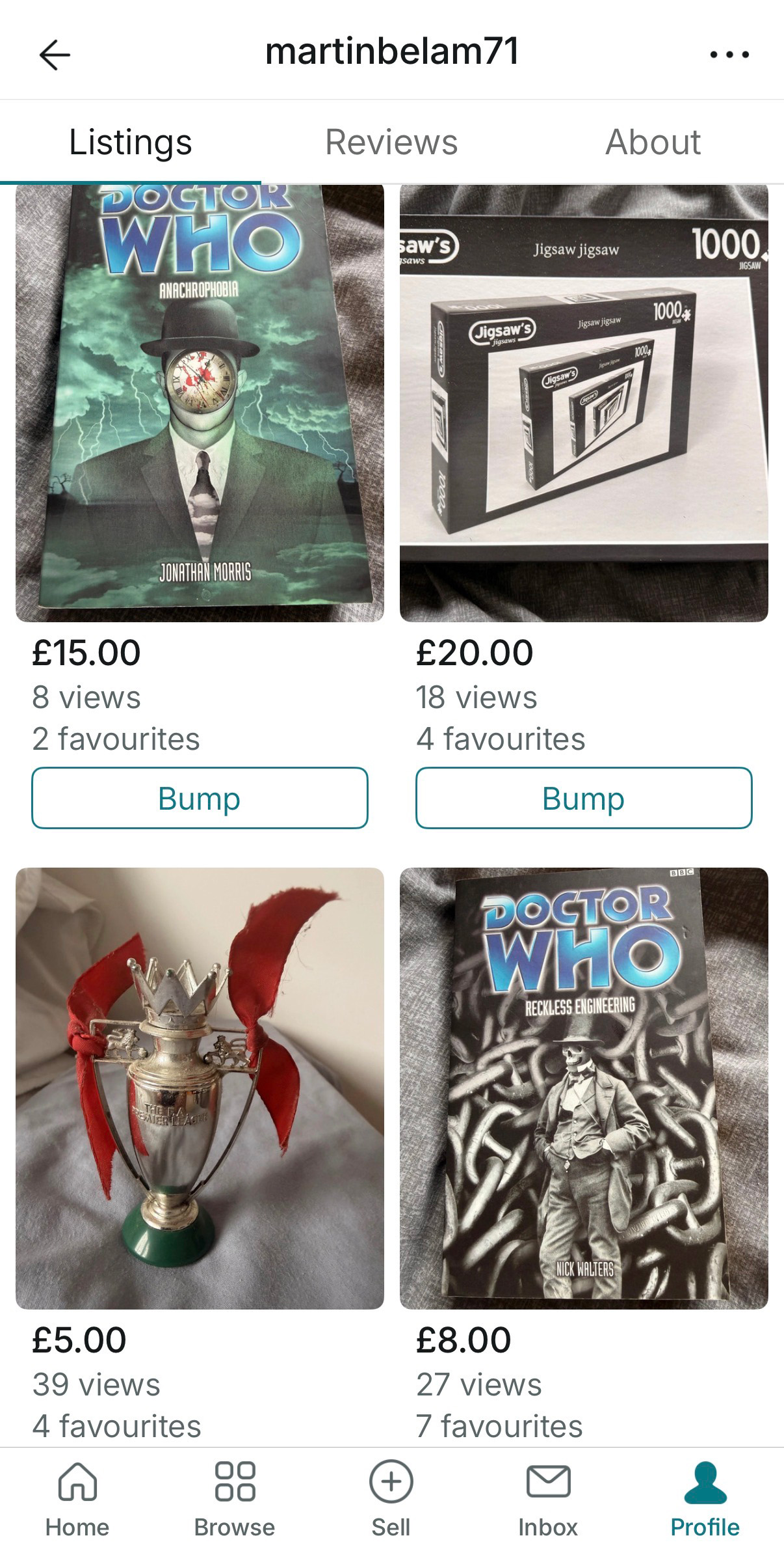 Martin Belam's Vinted profile